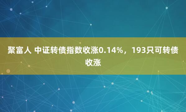 聚富人 中证转债指数收涨0.14%，193只可转债收涨